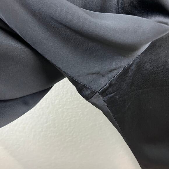 Jill Stuart Black Crepe Satin Ruffle Asymmetrical Neckline Jumpsuit Size 8 - Picture 9 of 12